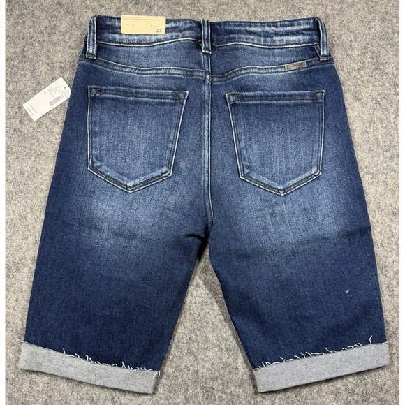 KanCan High Rise Bermuda Shorts Womens 27 Denim Blue Distressed Boho Western‎ - Picture 2 of 8